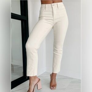 Free To Be Mid Rise Vervet Cream Straight Leg Jeans Size 25